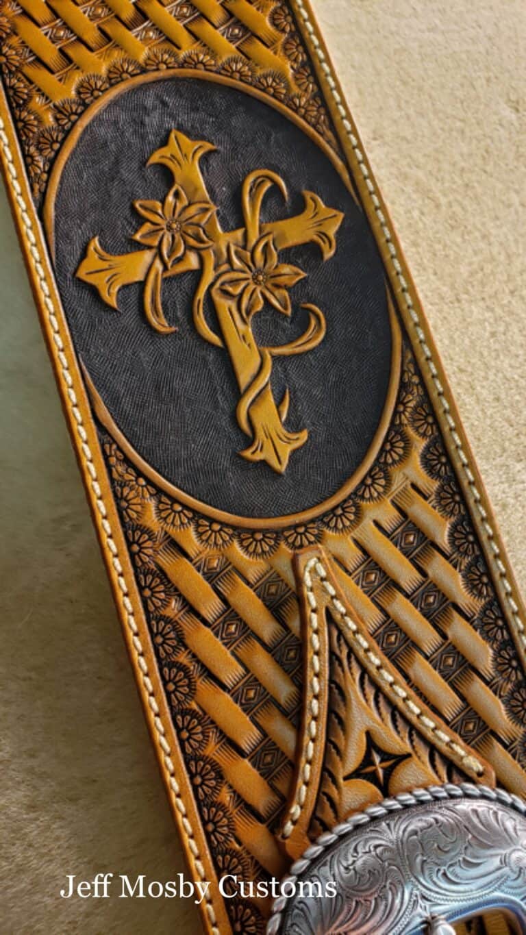 Western Guitar Strap with Ornate Cross